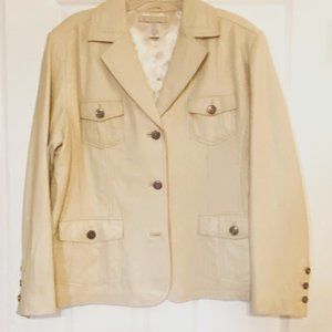 Chico's Beige Leather Blazer  in size 3